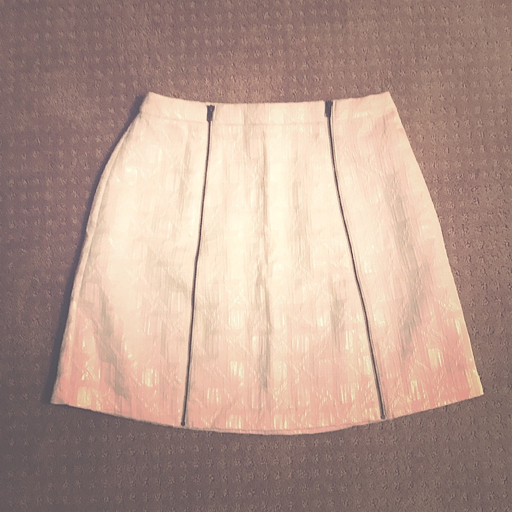 White Double Zipper A-Line Skirt
